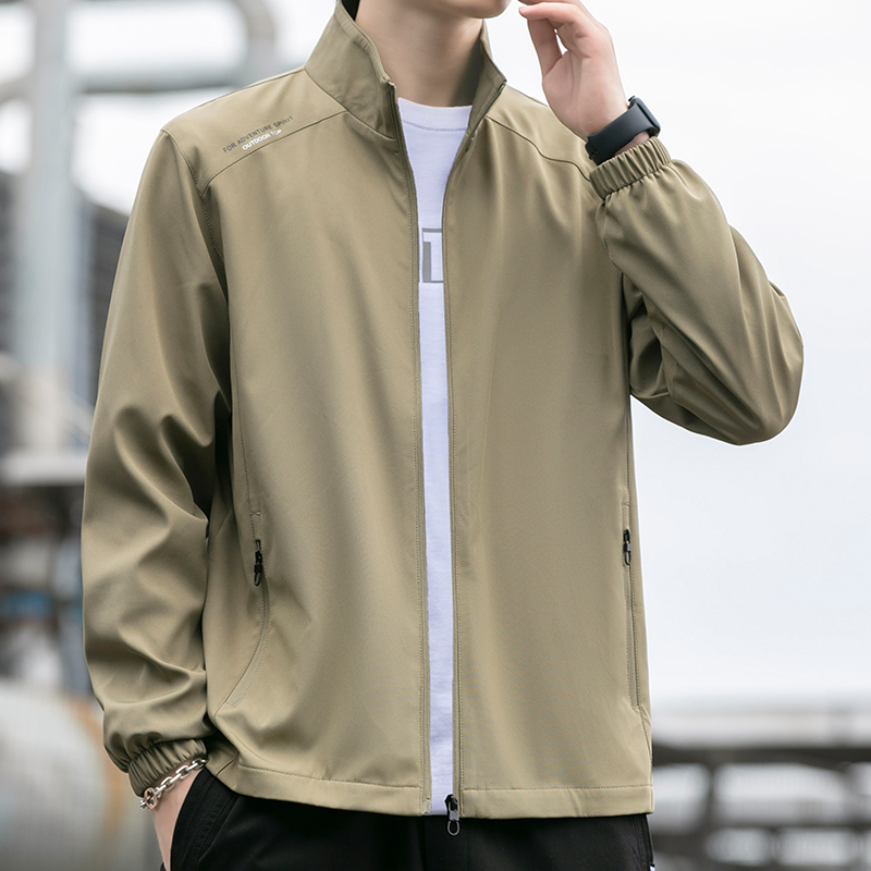 2025新款立领夹克外套男春秋款大码宽松防风衣青年运动休闲男上衣