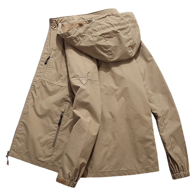 休闲外套男春秋款宽松大码男士夹克运动上衣男装户外三防冲锋衣