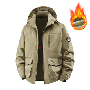 夹克男 加绒加厚登山服防寒外套防风工装 户外冲锋衣棉服男款 秋冬季