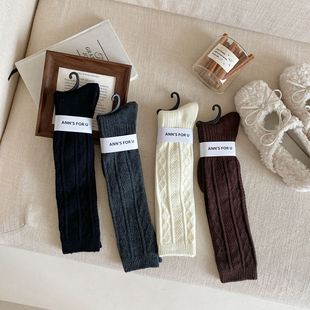 日系袜子女秋冬加厚棉袜堆堆袜菱格厚棉小腿袜保暖微压美腿袜