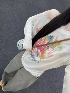 Bosimingdian9168正品2026宽松一字领露肩印花天丝棉防晒T恤衫女