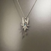 Vintage古着神鸟吊坠GreyMoonlightWand项链小众百搭天使宝石配饰