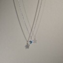 Vintage古着Sky Diamond蓝色星星锆石项链小众ins甜美锁骨链 Blue
