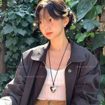 fever同款韩国博主爱心心形项链链子长款ins吊坠2025新款系带项链