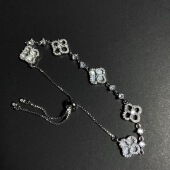 Vintage古著 满钻四叶草高级感轻奢风手链 leaf Silver four