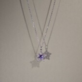 Vintage 古着Purple Pentagram女生项链饰品小众紫色钻五角星吊坠
