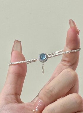 海蓝宝手链女轻奢小众设计高级感