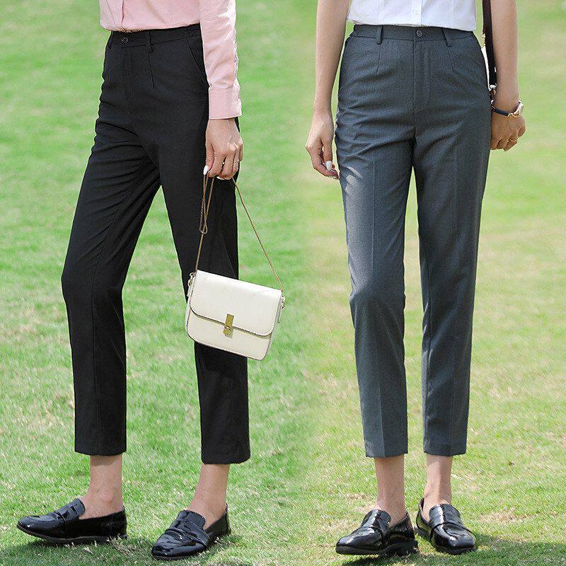 九分裤女工装裤银行上班正装西服工作裤夏季显瘦西裤黑色裤子直筒