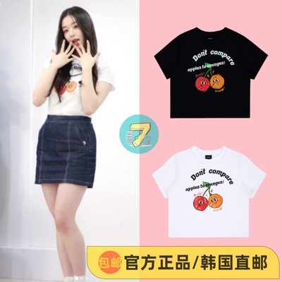 seven家 韩国直邮 金彩艳同款T恤ReinSein圆领女短款樱桃露脐短袖