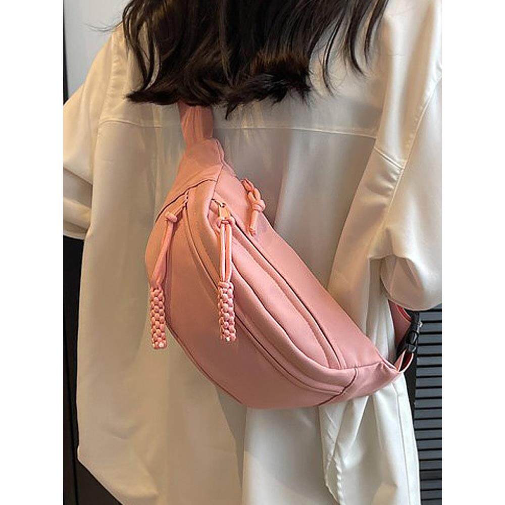 潮牌韩版帆布包包新款单肩女包纯色时尚休闲网红腰包百搭斜挎胸包