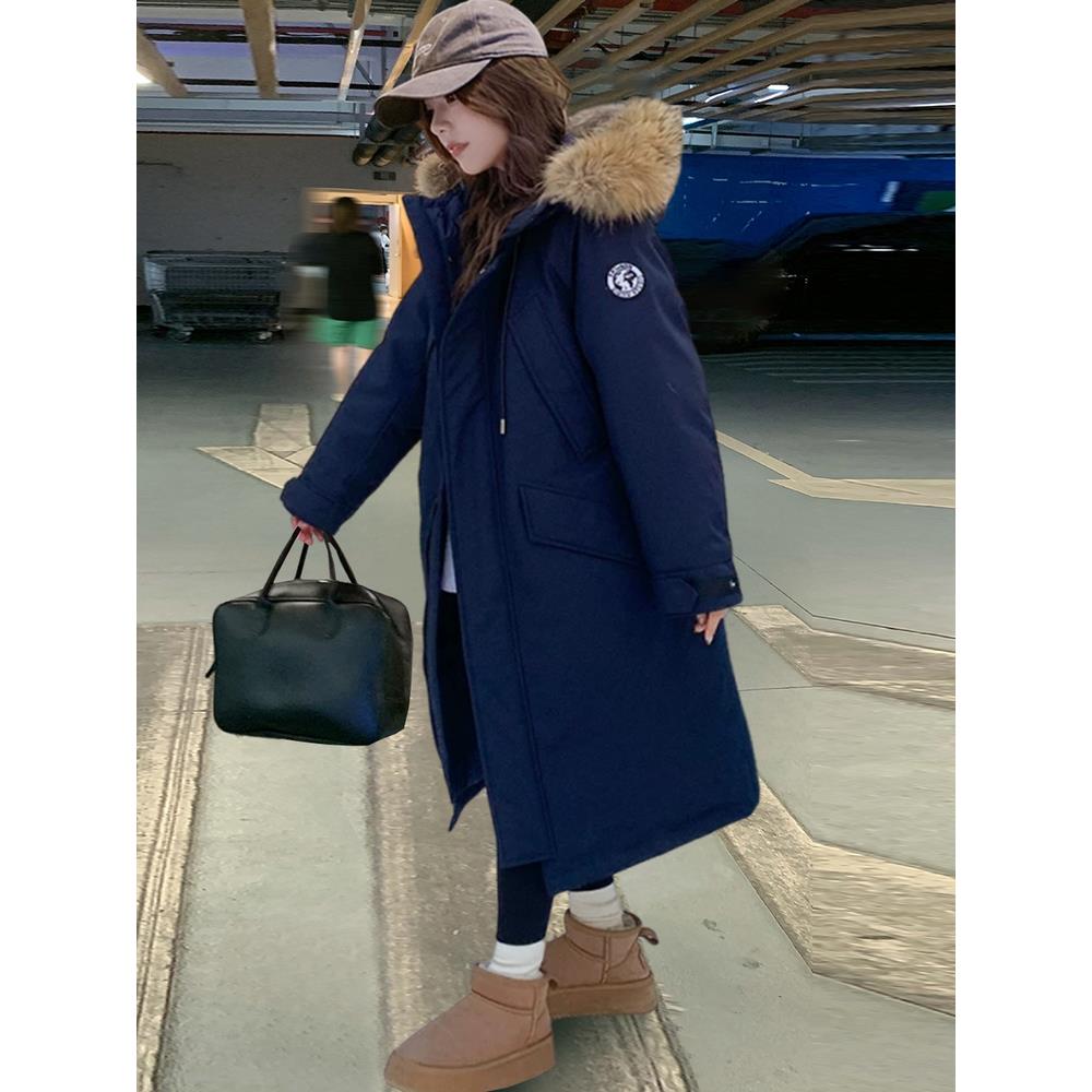 工装派克羽绒棉服女中长款2025冬季新款宽松加厚棉衣外套过膝棉袄