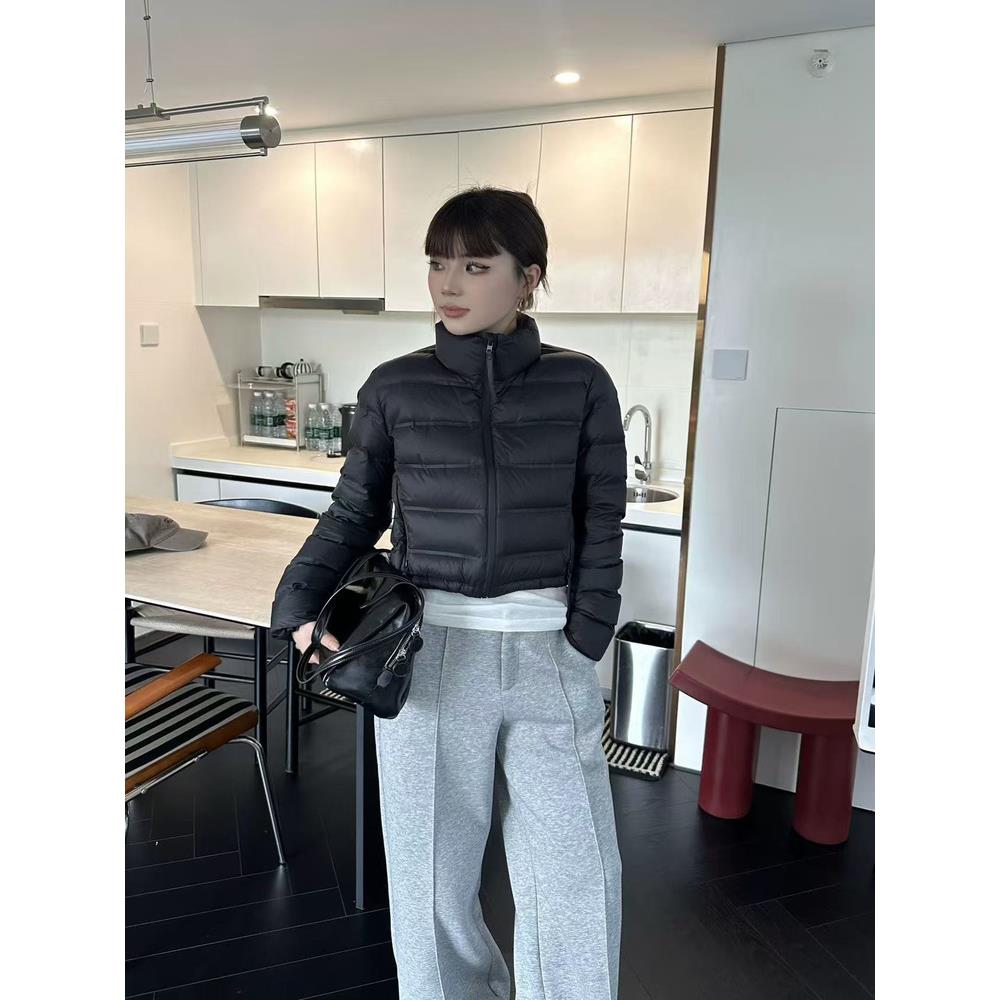 主合706立领轻薄保暖排骨羽绒服女2025冬季小个子短款安心绒外套