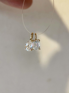 HETAO荷桃60分水滴祖母绿D色vs-vvs培育钻石单吊坠18k彩金不含链