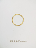 HETAO荷桃复古简约优雅闪双层小珠珠戒指全18K金素金彩金软链指环