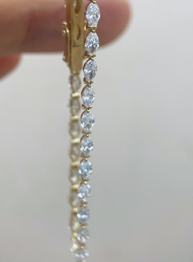 HETAO荷桃3.5克拉满钻培育马眼钻石DE色vs-vvs18k网球链手镯手链