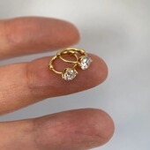 HETAO荷桃经典 30分40分圆钻培育钻D色vs vvs级18k金彩金耳环AU750