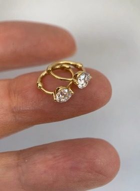 HETAO荷桃经典30分40分圆钻培育钻D色vs-vvs级18k金彩金耳环AU750