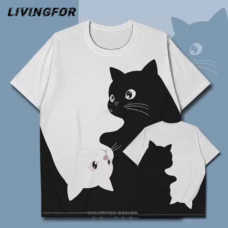 小猫咪黑白撞色简约两极