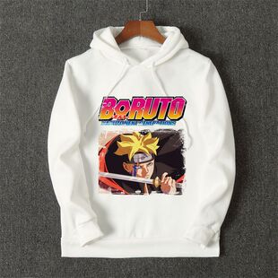 动漫火影忍者博人传男外套衣服连帽加绒卫衣女生青少年秋冬季加厚