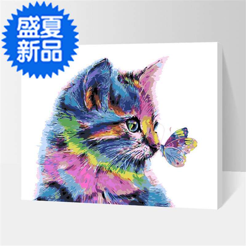 2021油漆画diy数字油彩画手绘手工油画diy卧室动物油画油画抽象儿