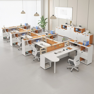 职员办公桌5人位员工桌现代屏风卡座办公桌椅组合7人位桌带主管位