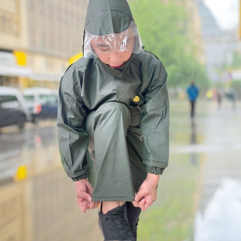 户外抓鱼农用袖口防水雨衣长外套男电动摩托车成人分体雨衣单上衣