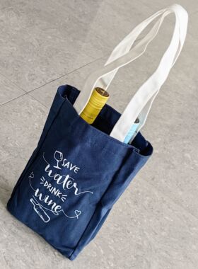 蓝白色，不含酒」750ml*2瓶装红酒葡萄酒用棉帆布环保便携手提袋