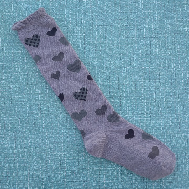 微瑕处理女27-30码棉质心形图案小腿中筒袜子