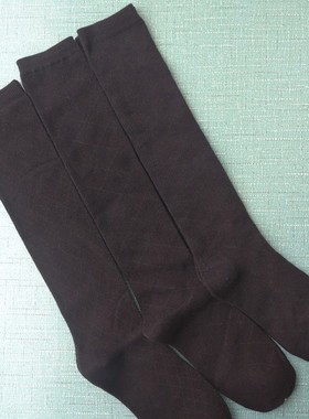 销售女35-38码黑色棉质暗纹无骨缝及膝长筒袜子