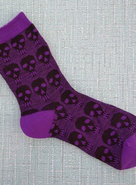 销售女35-38码紫色棉质无骨缝中筒袜子