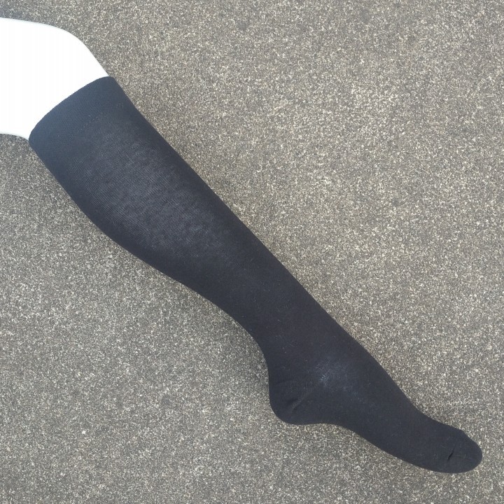 销售女36-40码纯黑色棉质及膝长筒袜子