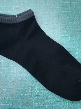 微瑕处理男40-43码黑色棉质足底加厚休闲运动短筒袜子