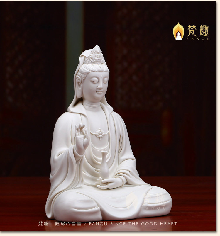 观音佛像摆件坐式杨i柳观音德化陶瓷观世音菩萨佛y像家用供奉