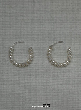 Lightnight夜白925银天然珍珠耳环女小众设计感耳饰耳钉耳圈