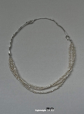 Lightnight夜白 原创多层巴洛克异形天然淡水珍珠纯银项圈毛衣链