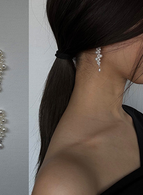 流萤 Lightnight夜白原创设计天然珍珠耳线耳夹耳饰纯银耳钉简约