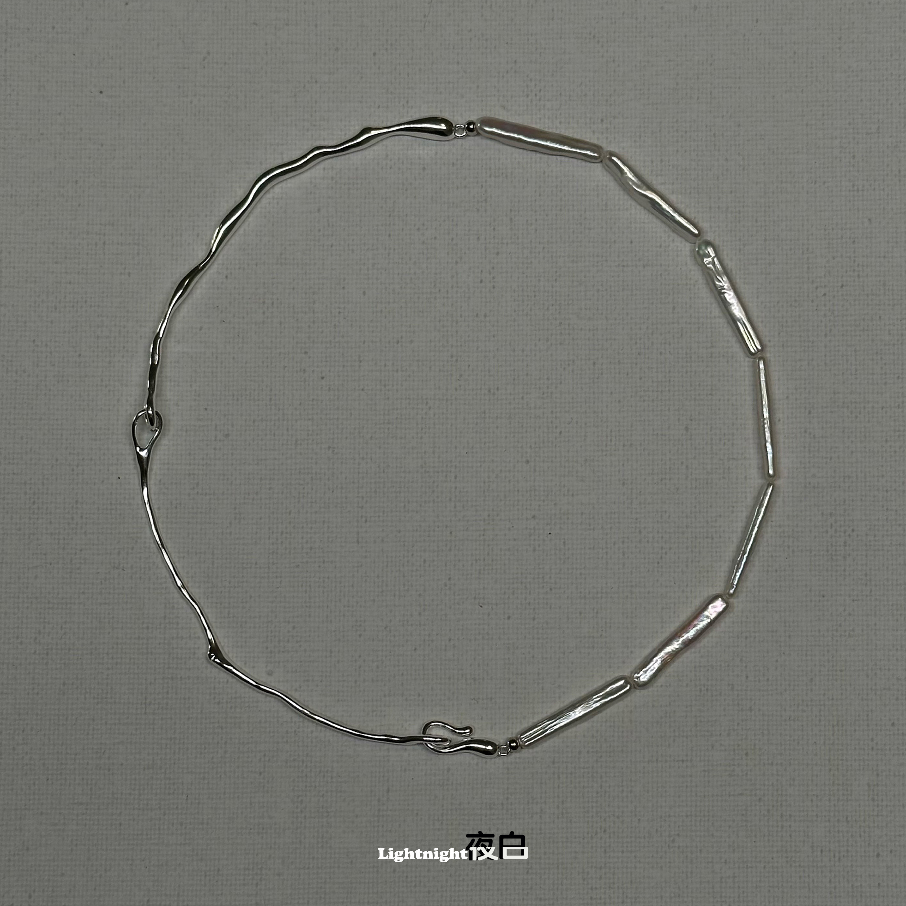 lightnight夜白原创巴洛克异形天然银条珍珠纯银项链项圈颈链