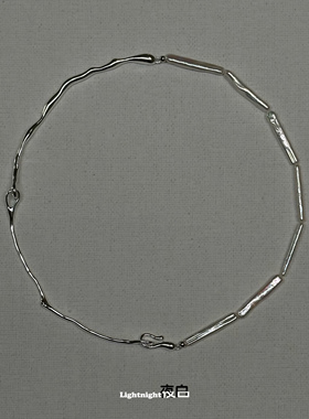 lightnight夜白原创巴洛克异形天然银条珍珠纯银项链项圈颈链