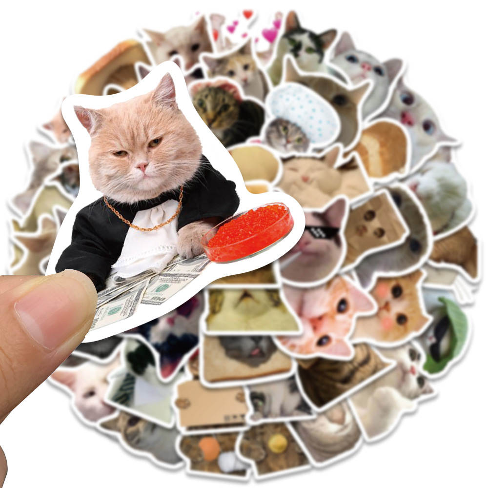 50PCS Funny Cute Cat Kitty Kawaii Animals Stickers Luggage N 玩具/童车/益智/积木/模型 贴纸 原图主图