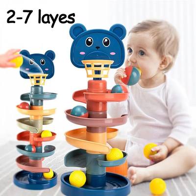 2-7 Layes Track Rolling Ball Pile Tower Early Educational To