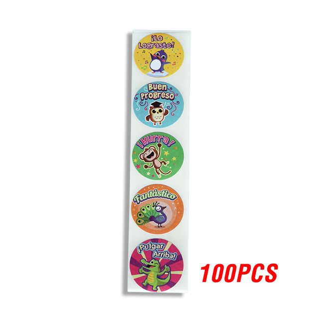 100-500pcs Spanish Reward Stickers Encouragement Sticker Rol