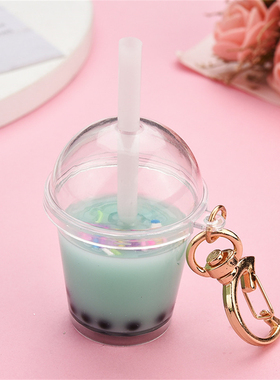 Cute Mini Bubble Tea Keychain For Women Acrylic Simulation B