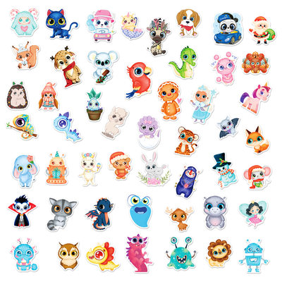 50PCS Cute Big Eyes Animals Sticker Cartoon Kids Decals Toy