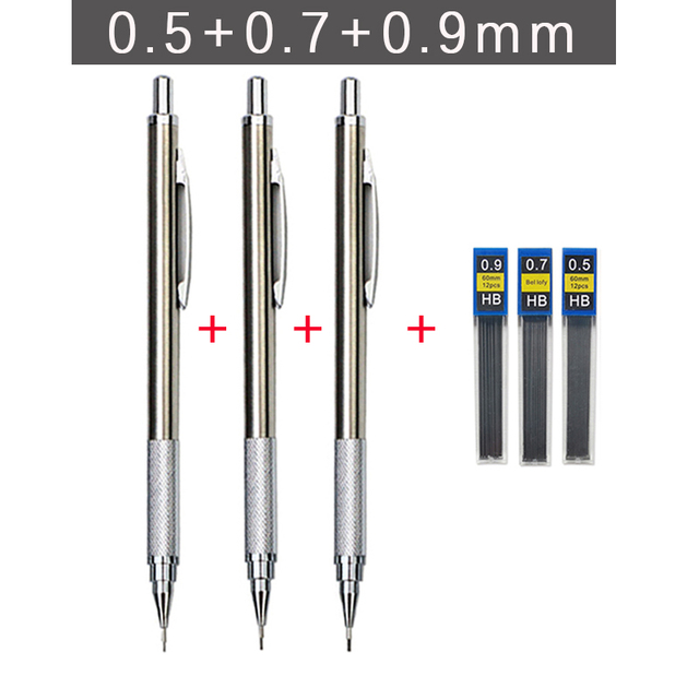 0.5 0.7 0.9 1.3 2.0mm Mechanical Pencil Set Full Metal Art D-封面