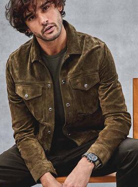 男士热卖新款灯芯绒美式复古外套coat overcoat 跨境欧美翻领工装