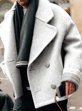 2025跨境大翻领毛呢夹克外套coat overcoat男装 亚马逊独立站欧美