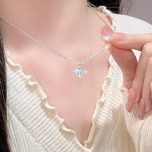 迪士尼925银恋爱星球项链女高级感ins心形吊坠小众设计感七夕礼物