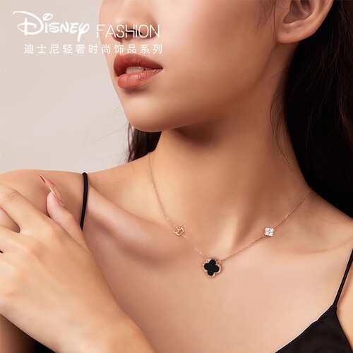 迪士尼幸运四叶草项链S925纯银女款情人节520生日礼物送女朋友