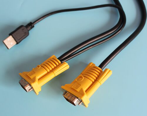 全新迈拓 黄头USB3米全铜KVM切换器线 单头USBKVM线 VGA针对针