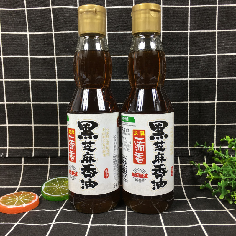 安徽池州龙溪一滴香黑芝麻香油405ml*2瓶压榨工艺纯黑芝麻油免邮-封面